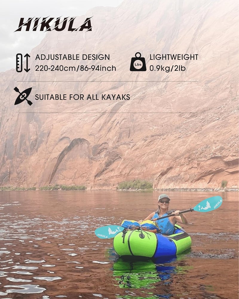 HIKULA Adjustable Carbon Fiber Shaft Kayak Paddle, Kayaking Oars with Reinforced Nylon Blade for Adults, 4 Piece, 86in/220cm to 90in/230cm - Image 4
